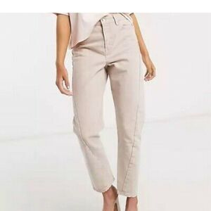 Topshop Pale Pink Mom Jeans High Waisted Cropped